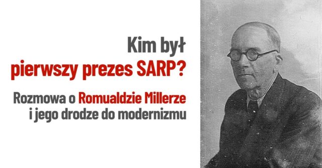 czarnobiały portret Romualda Gutta. architekt jest łysy i ma okrągłe okulary.